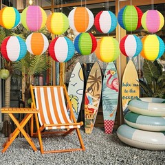 Summer-Themed Paper Lanterns – 15PCS Beach Ball Decor for Indoor & Outdoor Fun