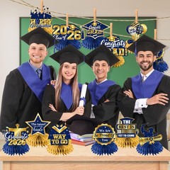 12Pcs Graduation Table Decorations 2026,Navy Blue and Gold Graduation Decorat…