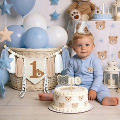 Ereniko First Birthday High Chair Banner Decorations Baby Boy with 1st Felt B…