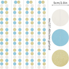 Light-Dusty Blue Beige-Gold Boho Party-Decorations – 64Ft Men Boy Birthday Paper