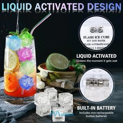 Liquid Activated LED Ice Cubes for Mojito Cocktails Drinks Multi-Color Changing