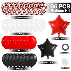 Red Black Decorations, Happy Banner, Backdrop, Balloons, Honeycomb Balls, Sta…