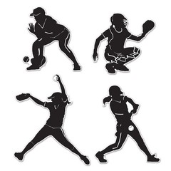 Beistle Softball Player Paper Silhouettes 4pc Multicolor Standard Functional