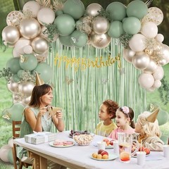 Sage Green Birthday Party Decorations with Happy Birthday Banner Green Fringe…