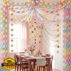 TaoBary Pastel Streamers and Garland 1200 Sheet