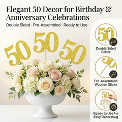 10-Pack Double Sided Glitter 50Th Birthday Centerpiece Anniversary Centerpiece S