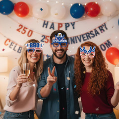 48 Pcs USA Patriotic Party Decorations Eyeglasses 250Th Anniversary Themed Paper