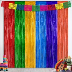 2 Pack Cinco De Mayo Decorations, 3.28 FT x 7.05 FT Fiesta Rainbow Backdrop, …