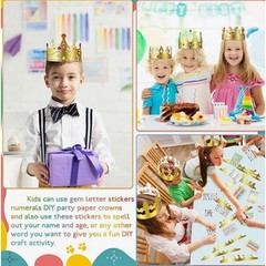 Meanplan 50-Pieces Gold Paper Crowns Birthday Crowns DIY Craft Kit All Ages