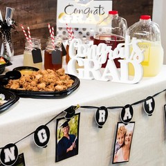 White 2026 Graduation Party Decorations Congrats Grad Sign Wooden Centerpiece