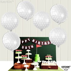 KatchOn White Foil Golf Balloons – 18 Inch | Golf Ball Balloons for Hole in O…