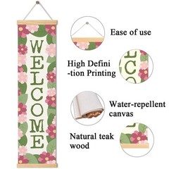Floral Welcome Porch Banner, Rustic Color Flower Wall Decor Banner, Hanging D…