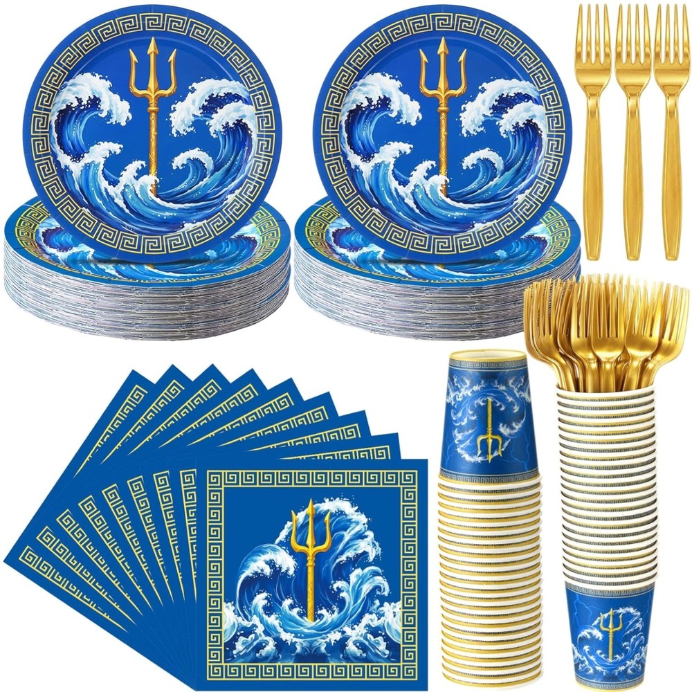 Mythology Party Supplies: Plates, Cups, Napkins, Forks Set