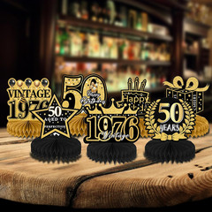 50Th Birthday Decorations for Men – 9Pcs Black Gold 50Th Birthday Party Decorati
