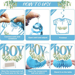 Baby Shower Decorationsfor Boy – 9PCS Light Blue Glitter It’S a Boy Gender Revea