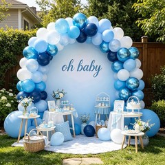 Blue Balloons 60 pcs 12 Inch Light Navy Baby Pearl Blue Metallic Latex Balloo…