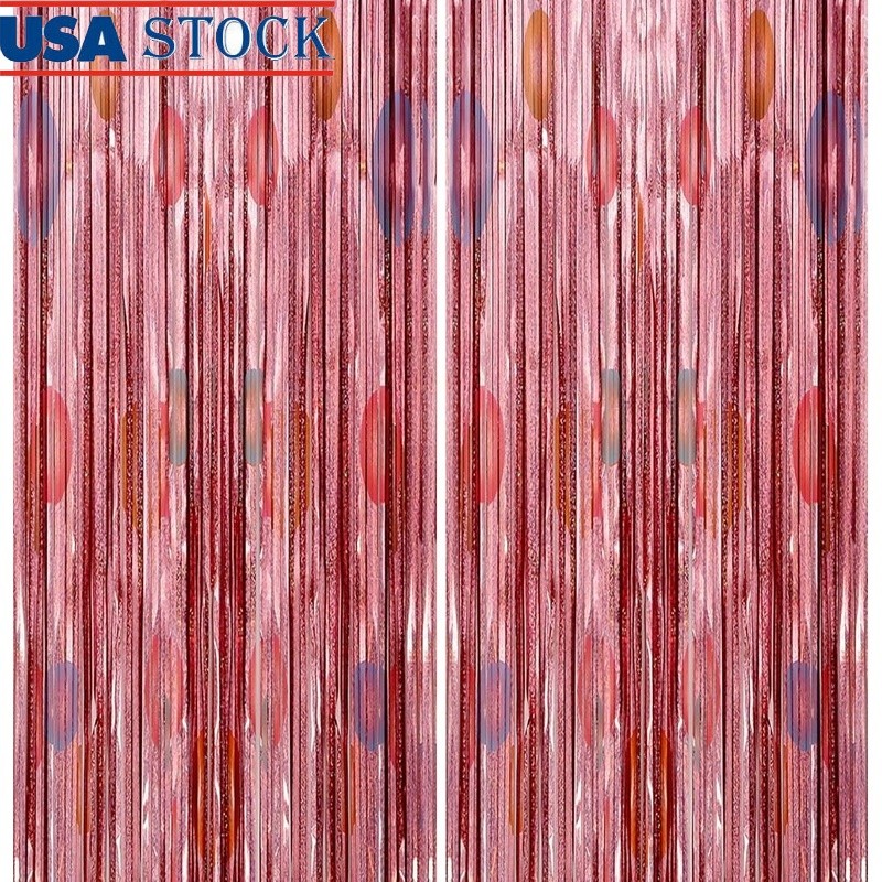2 Pack Tinsel Foil Fringe Backdrop Curtains Streamers Party Decoration New