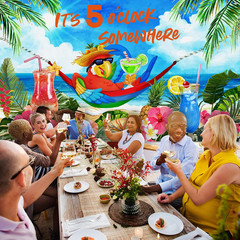 It’S 5 O’ Clock Somewhere Summer Backdrop Tropical Parrot Banner Beach Hawaii De
