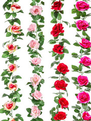 2 Pack Artificial Pink Rose Garland Vine – Total 16FT Silk Fake Blush Pink Rose