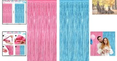 Elegant 2 Pack Pink Blue Foil Curtain Backdrop for Gender Reveals – 3.28×7.05FT