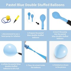 Double Pastel Blue Balloons Different Size 115Pcs 5/10/12/18 Inch Macaron Lig…