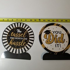 2024 Graduation Decorations Set of 26 Pieces, White, Gold and Black Party Decor