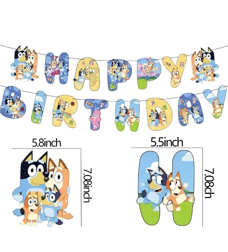Bluey birthday Party backdrop banner And Hanging Decorations