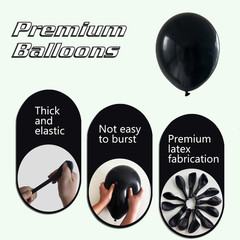 Black Balloons 145Pcs Different Sizes 5In 10In 12In 18In Shiny Metallic Black La
