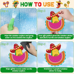72 PCS Cinco De Mayo Decorations, 9 Sheets Cinco De Mayo Window Clings, Double-S