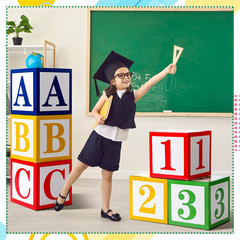 6 Pcs ABC 123 Decorations Back to School Party Decoration Cartoon Street Party D