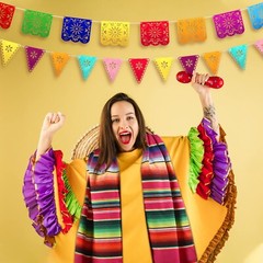 10 Packs 14 x 84 Inch Mexican Serape Table Runners, 29 Pcs Papel Picado Banne…