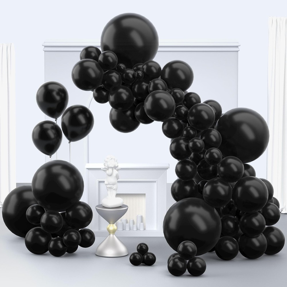 Black Balloons 150 pcs Different Sizes Pack of 18 12 10 5 Inch Matte Black Latex