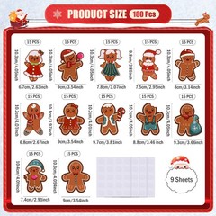 180 PCS Gingerbread Men Cutouts Paper Man Bulletin Board DieCuts 12 Styles
