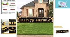 Versatile 75th Birthday Banner in Black & Gold – Easy to Hang 9.8 x 1.6 ft