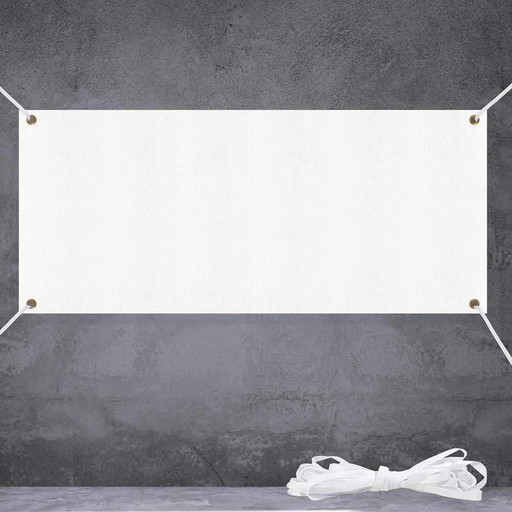 Large Banners and Signs, Vinyl Banner Blank 2×6 Ft, White Polyester Oxford Cloth