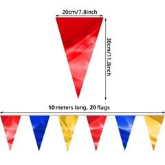 40M/130FT Gold Blue Red Glitter Triangle Pennant Banner Flag Metallic Bunting…