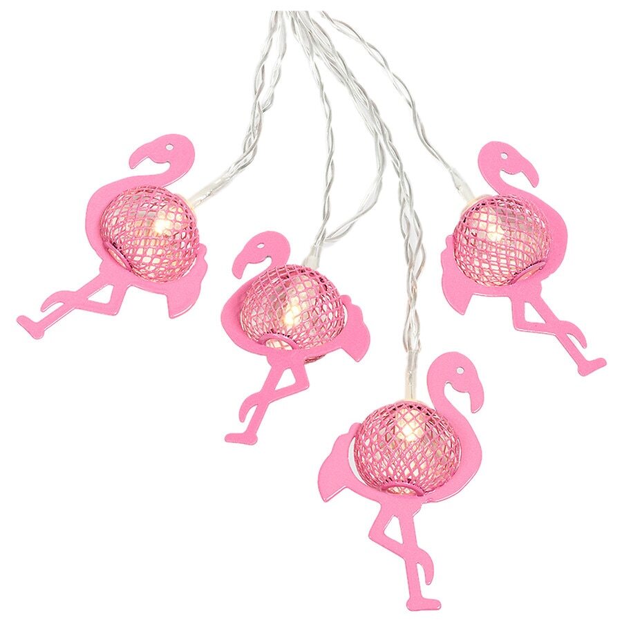 Pink Flamingo String Lights Metal Mesh LED Set 10 Lights Indoor Party CHIC Home