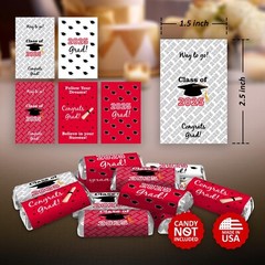 Class of 2025 Graduation Mini Candy Wrapper | Set of 60 Stickers | Red Theme
