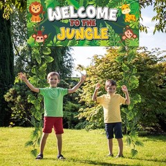 3 Pcs Jungle Themed Door Decoration Jungle Safari Porch Banner Hanging Decora…