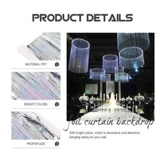 2 Packs Silver Multicolor Tinsel Foil Fringe Curtain Backdrop Engagement Bridal