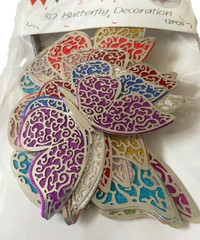 4 Packs of 12 3D BUTTERFLY DECORATIONS NEW SEALED 48 Butterflies PARTY TIME Art