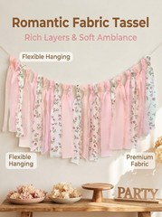Pink Floral Tsaasel Garland for Wedding Spring Tea Party Haning Chiffon Tasse…