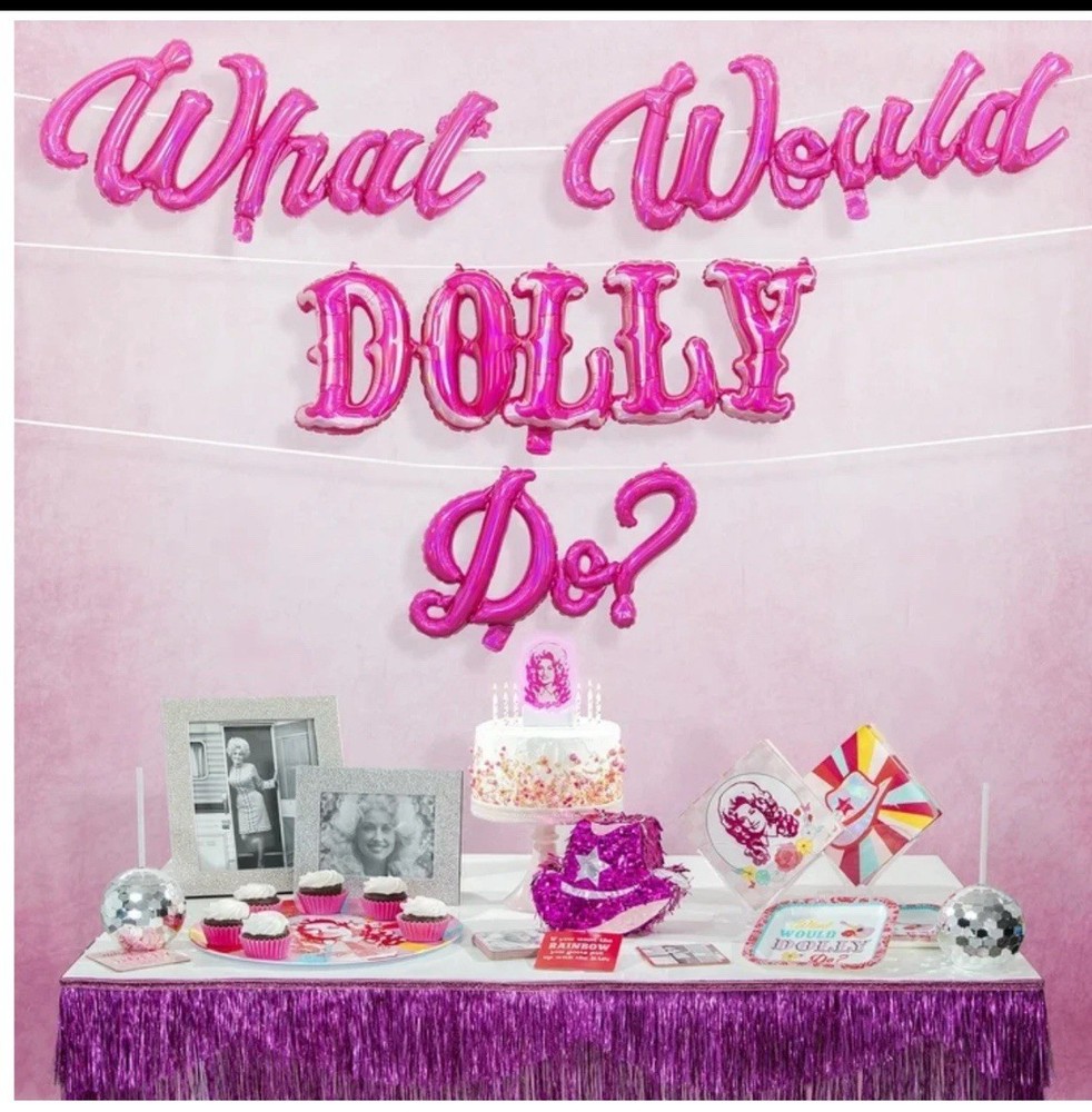 Dolly Parton What Would Dolly Do? Pink Air Fill Balloon Banner