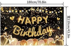 Large Birthday Backdrop Fabric 70.8 x 43.3 Inch for Photo Booth