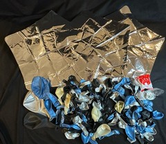 Large Balloon Arch Latex & Mylar Balloons Metallic Blue Silver Black Clear 133pc