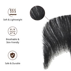 Black Goatee Beard Realistic Fake Beard Mustache for Men, Human Hair Facial H…