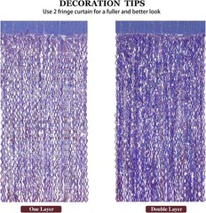 Purple Foil Fringe Curtains Party Decorations – 3 Pack 3.3 ft x 6.6 ft Foil P…