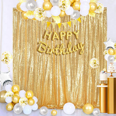 QueenDream Gold Sequin Backdrop Curtain Party Decorations: 10ft x 10ft Glitter B