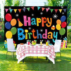 Happy Birthday Backdrop Banner Birthday Decoration Yard Signs Background for Boy
