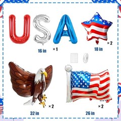 4th Of July Decorations, Red White Blue Balloons for Independence Day, Eagle